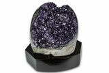 Deep Purple Amethyst Geode With Wood Base - Uruguay #342792-3